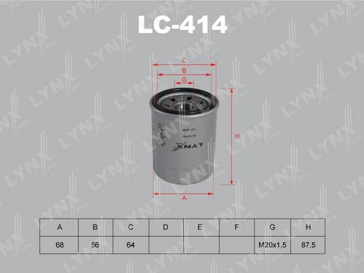 LYNXauto LC-414 - Eļļas filtrs xparts.lv