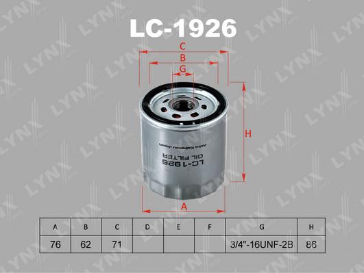 LYNXauto LC-1926 - Eļļas filtrs xparts.lv