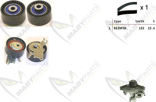 Mabyparts OBKWP0167 - Water Pump & Timing Belt Set xparts.lv