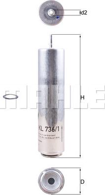 MAHLE KL 736/1D - Fuel filter xparts.lv
