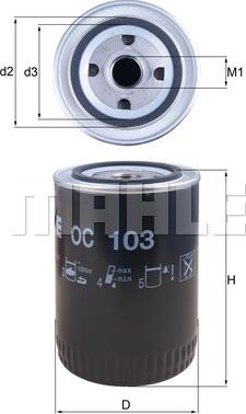 MAHLE OC 103 - Eļļas filtrs xparts.lv