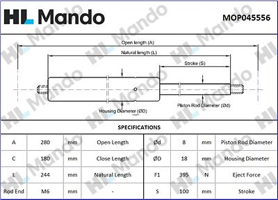 Mando MOP045556 - Газовая пружина, упор xparts.lv