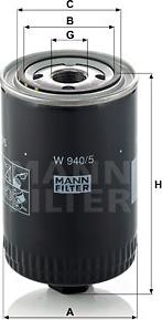 Mann-Filter W 940/5 - Alyvos filtras xparts.lv