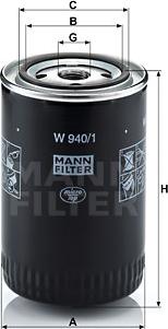 Mann-Filter W 940/1 - Eļļas filtrs xparts.lv
