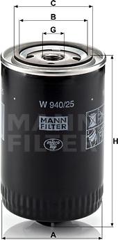 Mann-Filter W 940/25 - Eļļas filtrs xparts.lv