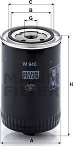 Mann-Filter W 940 - Eļļas filtrs xparts.lv