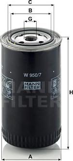 Mann-Filter W 950/7 - Масляный фильтр xparts.lv