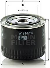 Mann-Filter W 914/26 - Eļļas filtrs xparts.lv