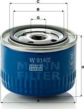 Mann-Filter W 914/2 - Масляный фильтр xparts.lv