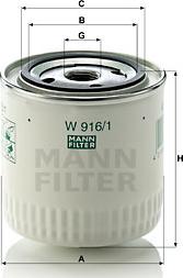 Mann-Filter W 916/1 - Eļļas filtrs xparts.lv