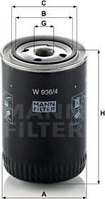 Mann-Filter W 936/4 - Eļļas filtrs xparts.lv