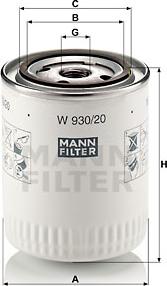 Mann-Filter W 930/20 - Eļļas filtrs xparts.lv