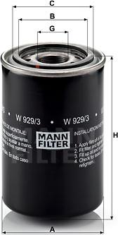 Mann-Filter W 929/3 - Alyvos filtras xparts.lv