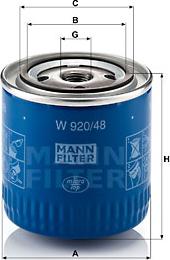 Mann-Filter W 920/48 - Oil Filter xparts.lv