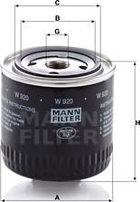 Mann-Filter W 920 - Eļļas filtrs xparts.lv