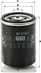 Mann-Filter W 610/1 - Eļļas filtrs xparts.lv