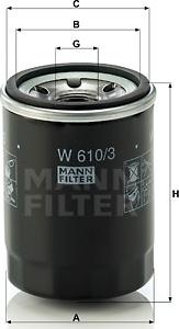 Mann-Filter W 610/3 - Eļļas filtrs xparts.lv