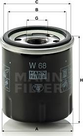 Mann-Filter W 68 - Eļļas filtrs xparts.lv