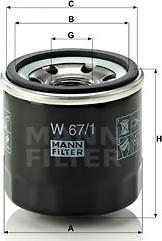 Mann-Filter W 67/1 - Eļļas filtrs xparts.lv