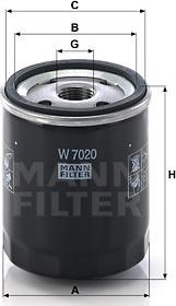 Mann-Filter W 7020 - Alyvos filtras xparts.lv