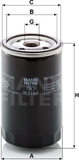 Mann-Filter W 719/4 - Eļļas filtrs xparts.lv