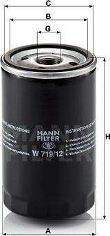 Mann-Filter W 719/12 - Eļļas filtrs xparts.lv