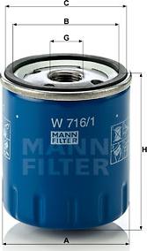 Mann-Filter W 716/1 - Eļļas filtrs xparts.lv