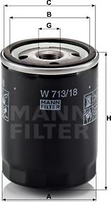 Mann-Filter W 713/18 - Eļļas filtrs xparts.lv