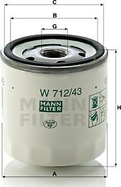 Mann-Filter W 712/43 - Eļļas filtrs xparts.lv