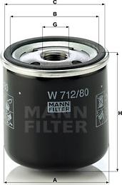 Mann-Filter W 712/80 - Масляный фильтр xparts.lv