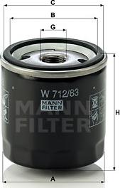 Mann-Filter W 712/83 - Alyvos filtras xparts.lv