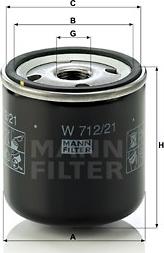Mann-Filter W 712/21 - Eļļas filtrs xparts.lv