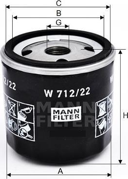 Mann-Filter W 712/22 - Eļļas filtrs xparts.lv