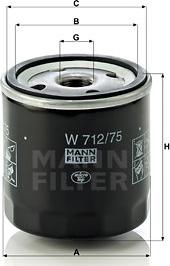 Mann-Filter W 712/75 - Eļļas filtrs xparts.lv