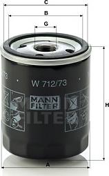 Mann-Filter W 712/73 - Oil Filter xparts.lv