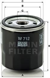 Mann-Filter W 712 - Alyvos filtras xparts.lv
