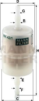 Mann-Filter WK 42/1 - Fuel filter xparts.lv