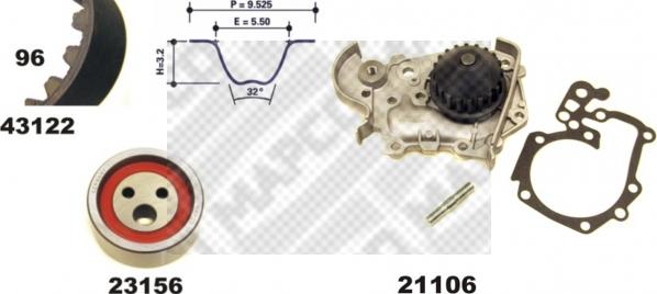 Mapco 41122/1 - Water Pump & Timing Belt Set xparts.lv
