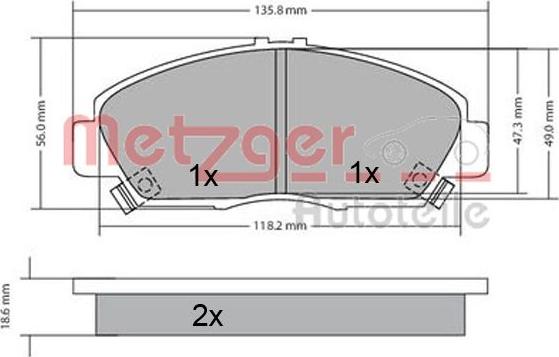 Metzger 1170576 - Brake Pad Set, disc brake xparts.lv