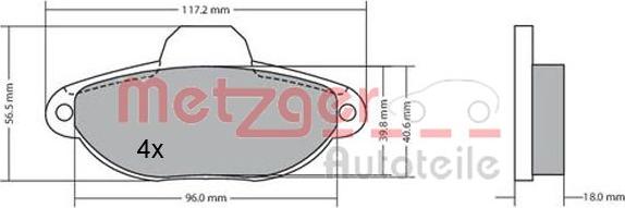 Metzger 1170044 - Brake Pad Set, disc brake xparts.lv