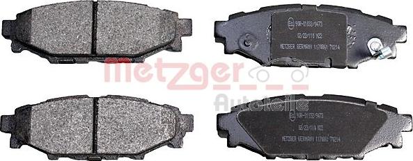 Metzger 1170861 - Stabdžių trinkelių rinkinys, diskinis stabdys xparts.lv