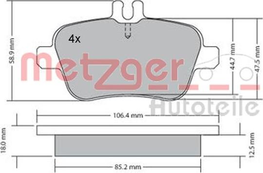 Metzger 1170204 - Тормозные колодки, дисковые, комплект xparts.lv