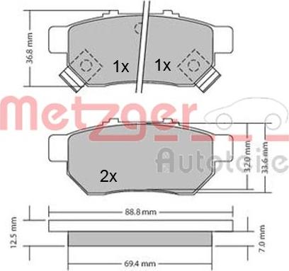 Metzger 1170272 - Brake Pad Set, disc brake xparts.lv