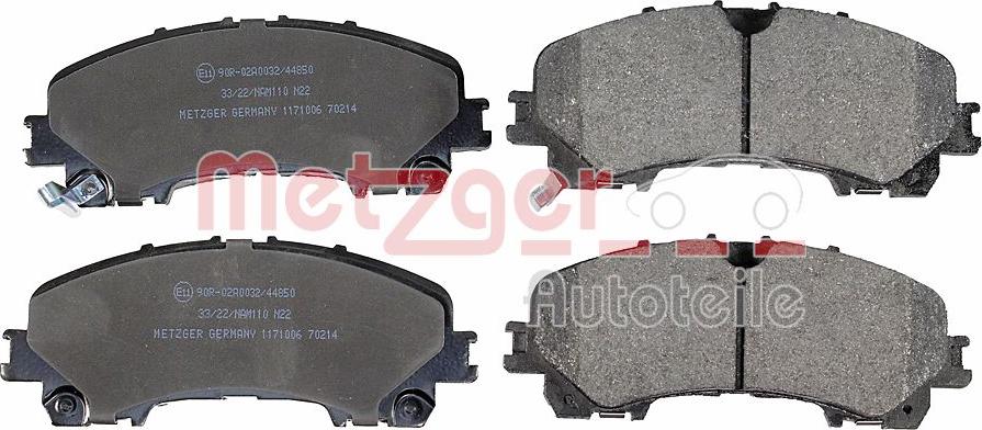 Metzger 1171006 - Тормозные колодки, дисковые, комплект xparts.lv