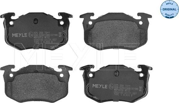 Meyle 025 209 7311 - Brake Pad Set, disc brake xparts.lv