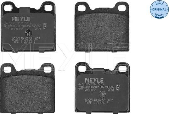 Meyle 025 207 5514 - Тормозные колодки, дисковые, комплект xparts.lv