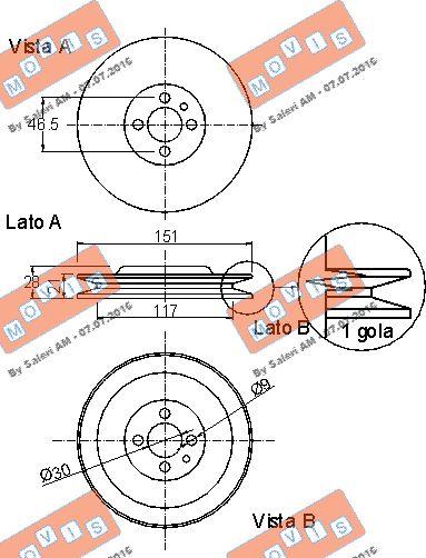 MOVIS AST9125 - Belt Pulley, crankshaft xparts.lv