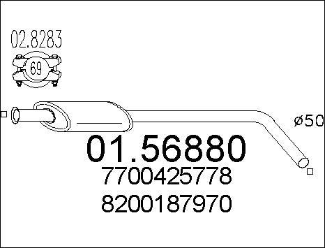 MTS 01.56880 - Средний глушитель выхлопных газов xparts.lv