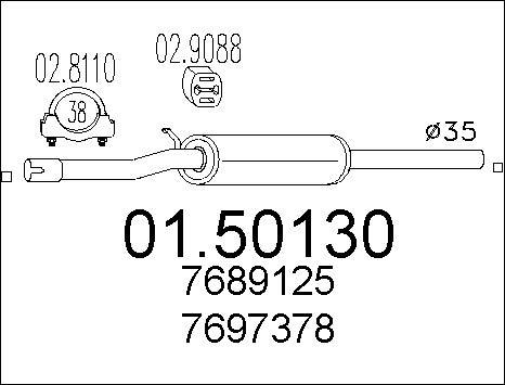 MTS 01.50130 - Vidējais izpl. gāzu trokšņa slāpētājs xparts.lv