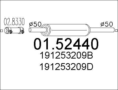 MTS 01.52440 - Vidējais izpl. gāzu trokšņa slāpētājs xparts.lv